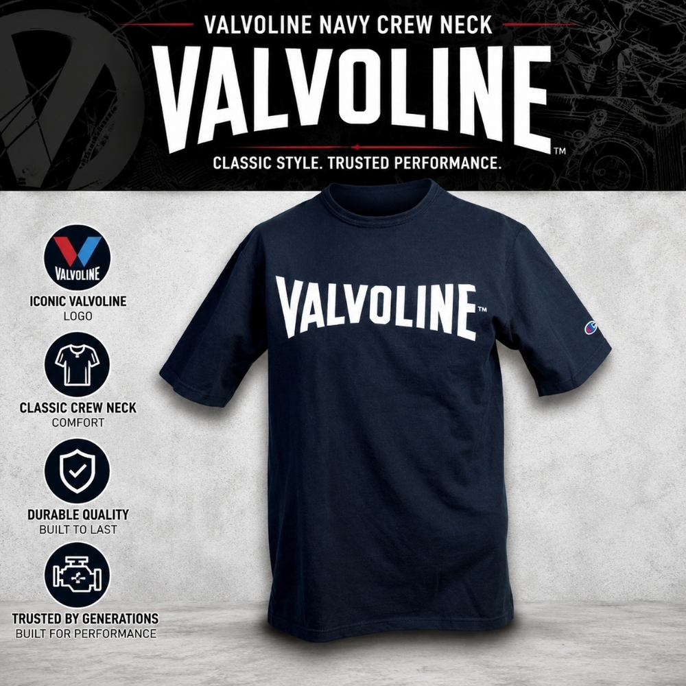 Champion × Valvoline Men Women Athletic Blue Crew Neck Short Sleeve Tee Shirt